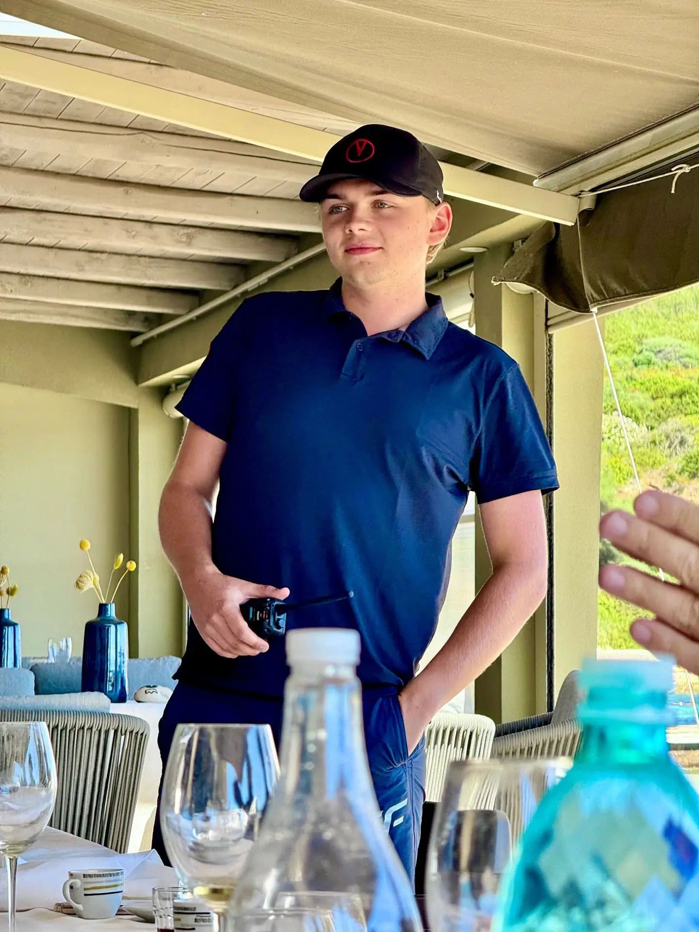 Valentijn from MareFun at a seaside restaurant in Sardinia